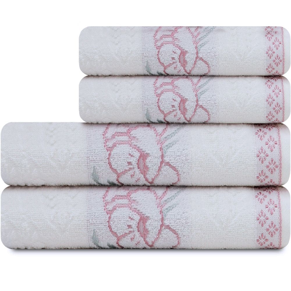 Jogo De Toalhas 4 Peças Banho Rosto Algodão Yuna Karsten
