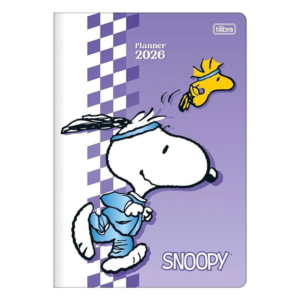 Agenda Planner Snoopy 2026 Grampeado 20 Folhas Roxo - Tilibra
