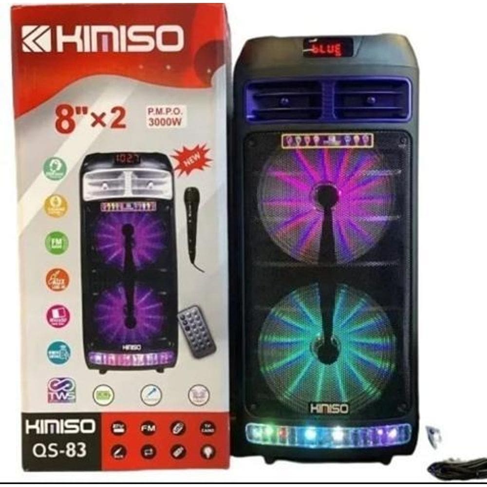 Caixa De Som Portatil Bluetooth Led Com Microfone Qs-83