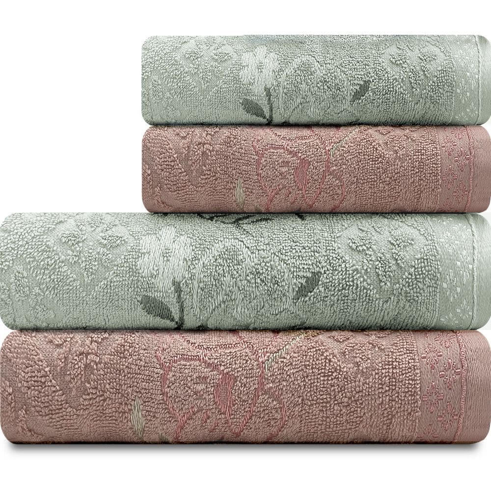 Jogo De Toalhas 4 Peças Banho Rosto Algodão Yuna Karsten