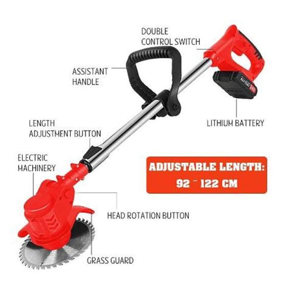 Aparador De Grama Sem Fio Roçadeira A Bateria Nakasaki 1580W