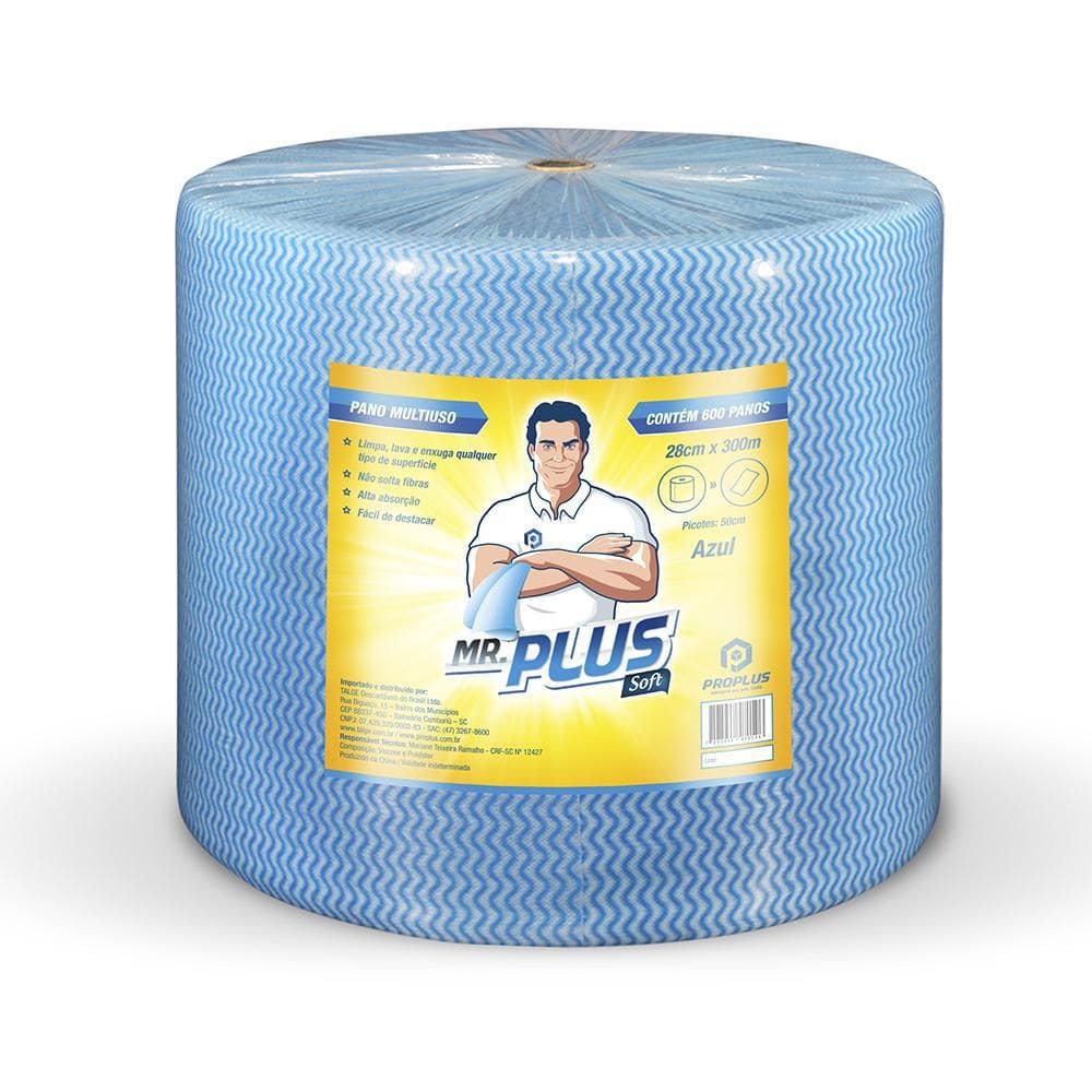 Pano Multiuso  Mr Plus Soft Rolo 28Cm X 300M 50 Cm Picotes