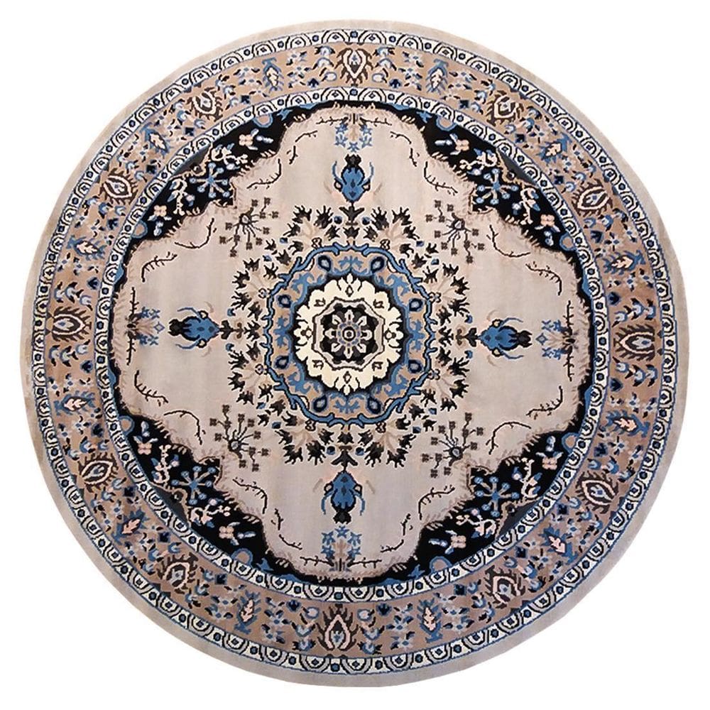 Tapete Classico Oriental 2M Redondo Cinza Tipo Persa