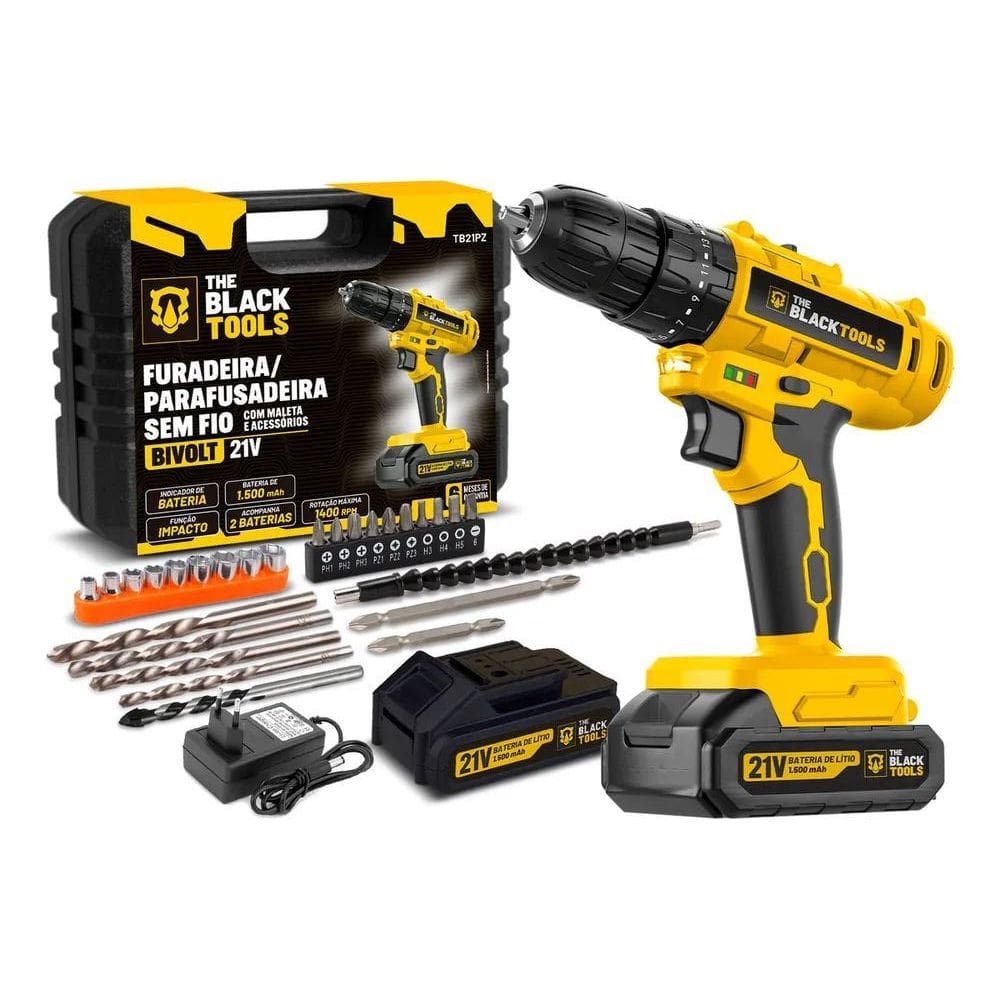 2X Parafusadeira E Furadeira De Impacto 3/8 The Black Tools