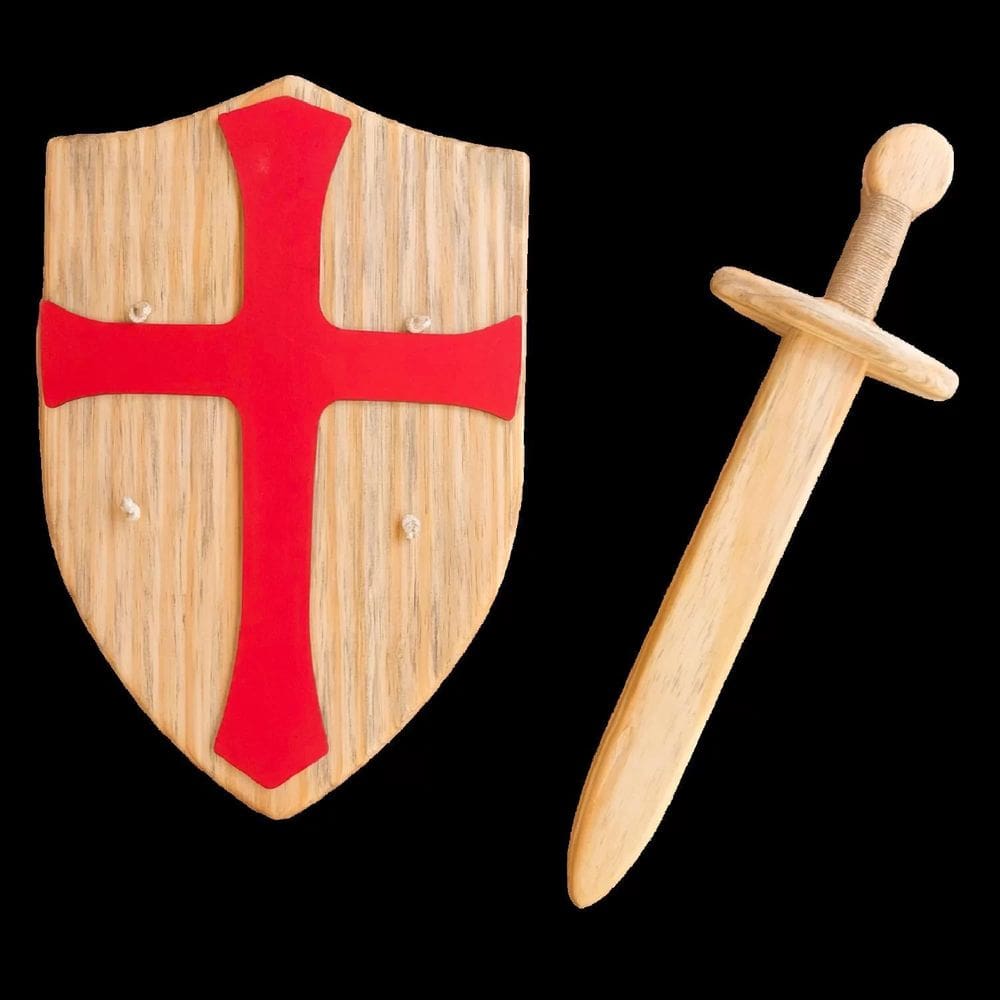 Kit Espada E Escudo De Madeira Medieval Brinquedo Waldorf
