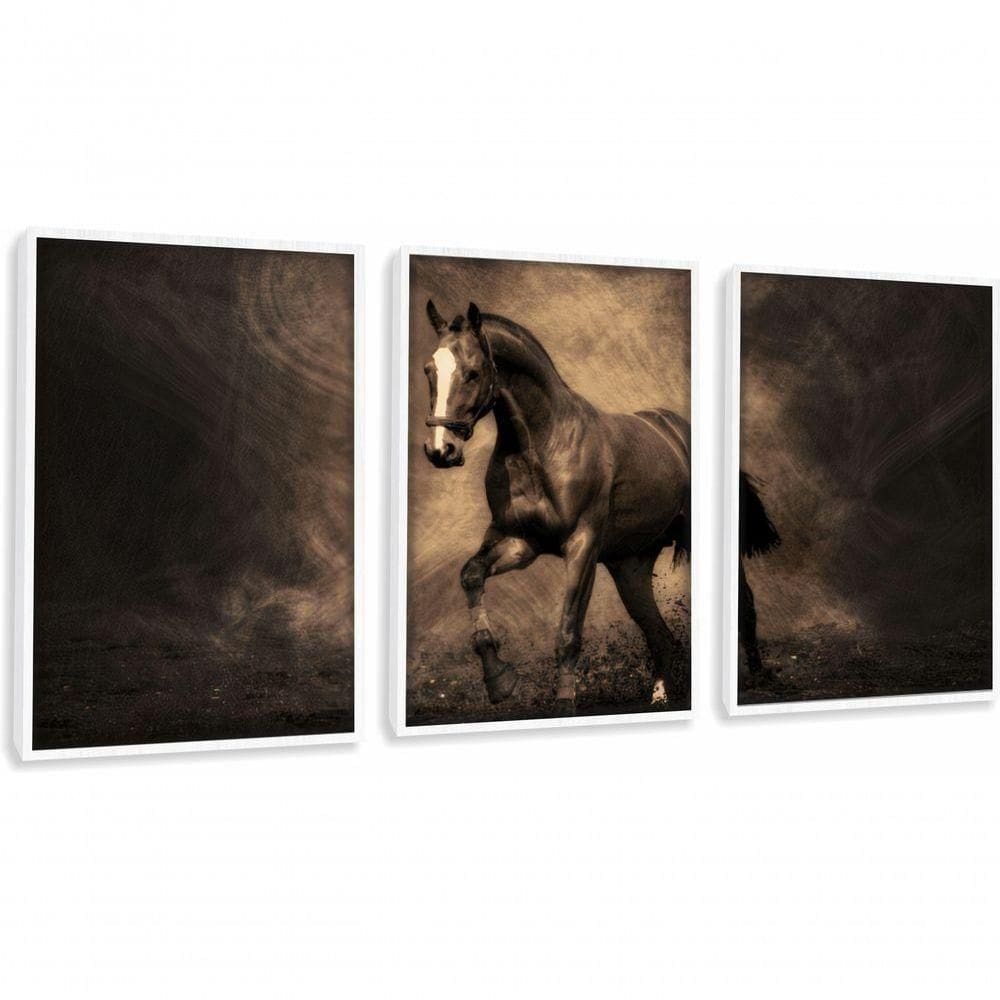 Quadros Decorativos Cavalo Moderno Animal Com Moldura Branco