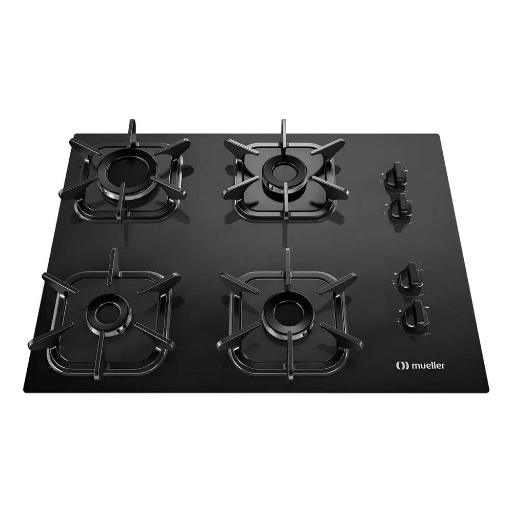 Cooktop 4 Bocas Mueller G5 Ultra Chama Grades Ferro Fundido Preto BIVOLT
