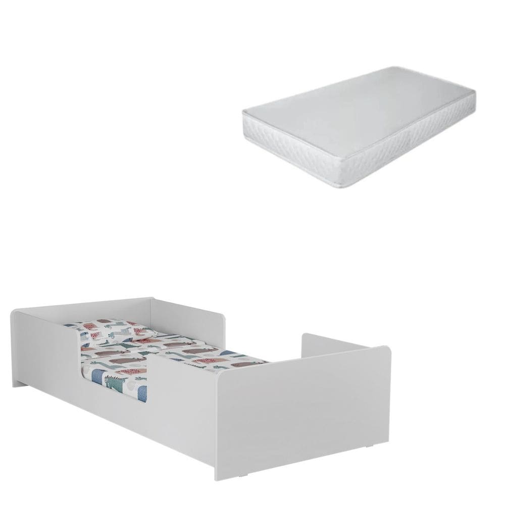 Cama Montessoriana Solteiro Com Proteção e  Abertura Lateral Com Colchão