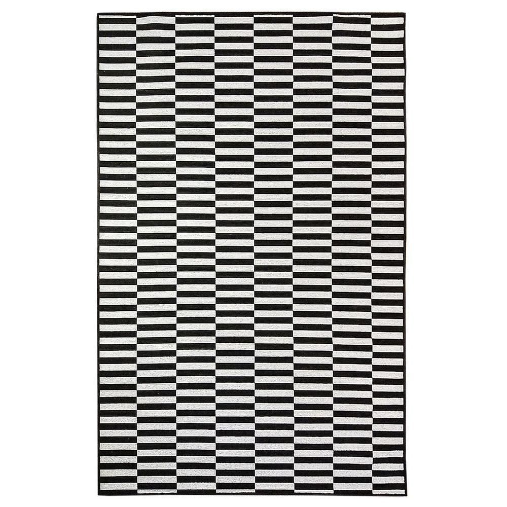 Tapete Sala Geometrico Listras 200X300 Preto Prata Listrado