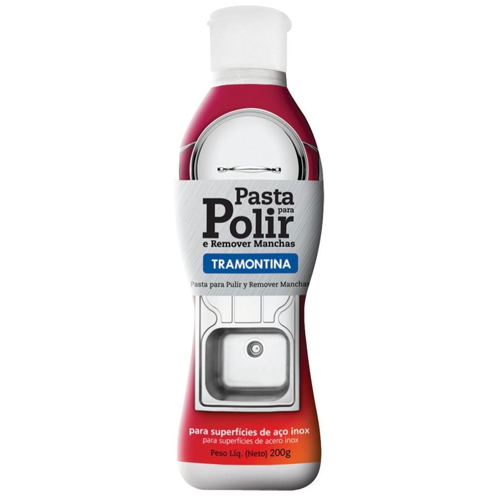 Pasta Polimento e Remoção de Manchas 200g Panelas Fogão Máquina de Lavar Louças Aço Inox Tramontina