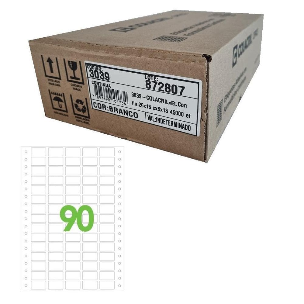 Etiqueta 3039 26X15 - 5X18 C/45000 Colacril