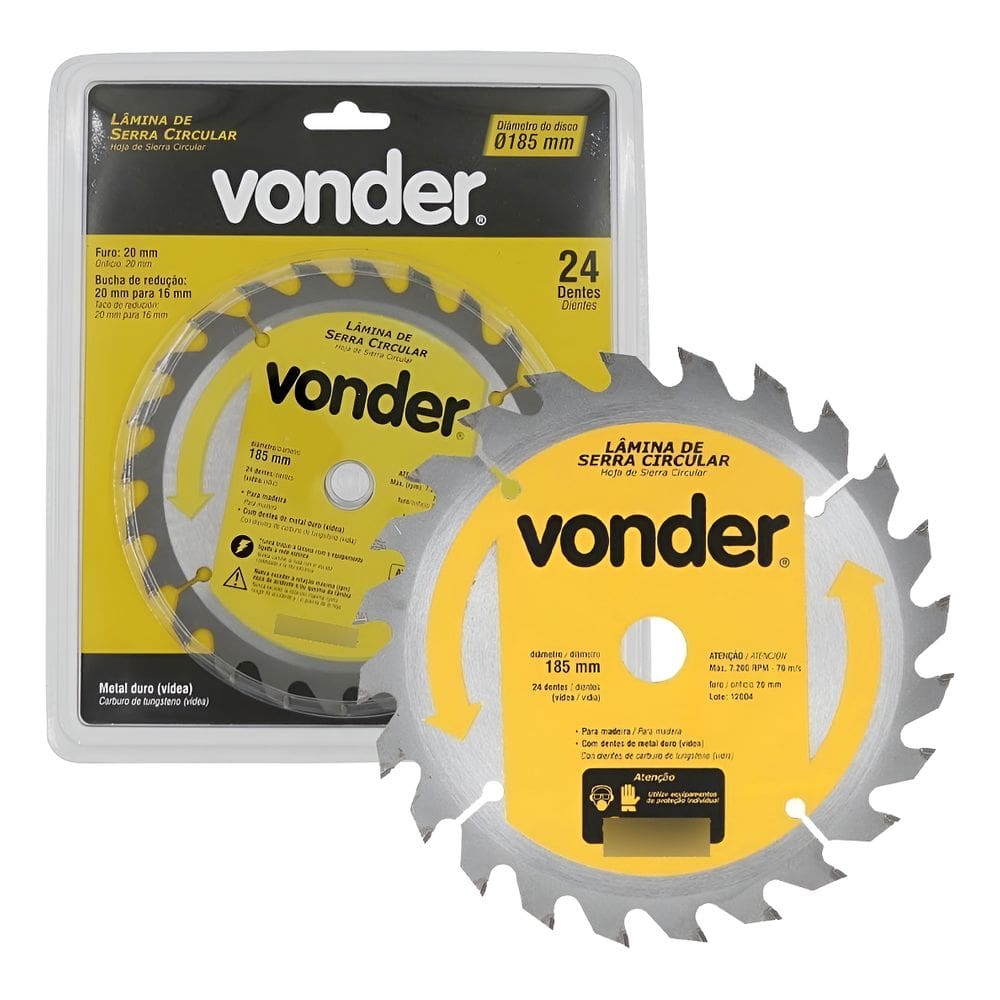Lâmina de Serra Circular Vídea 185x20mm 24 Dentes Vonder