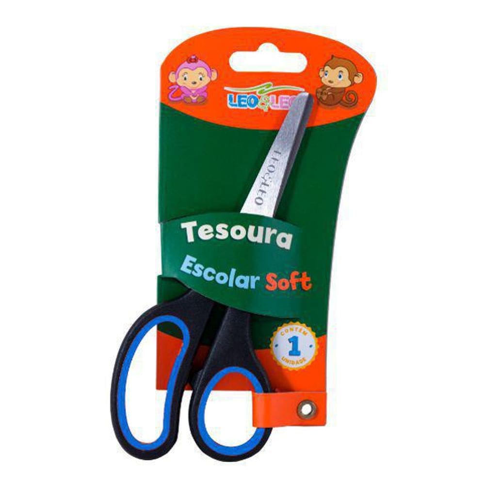Tesoura Escolar Soft Leo E Leo - Azul