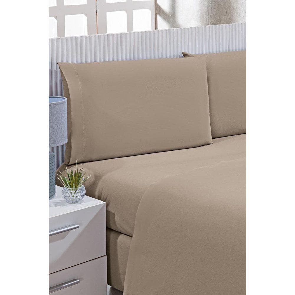 Jogo De Cama Solteiro 180 Fios 100% Algodão Bege