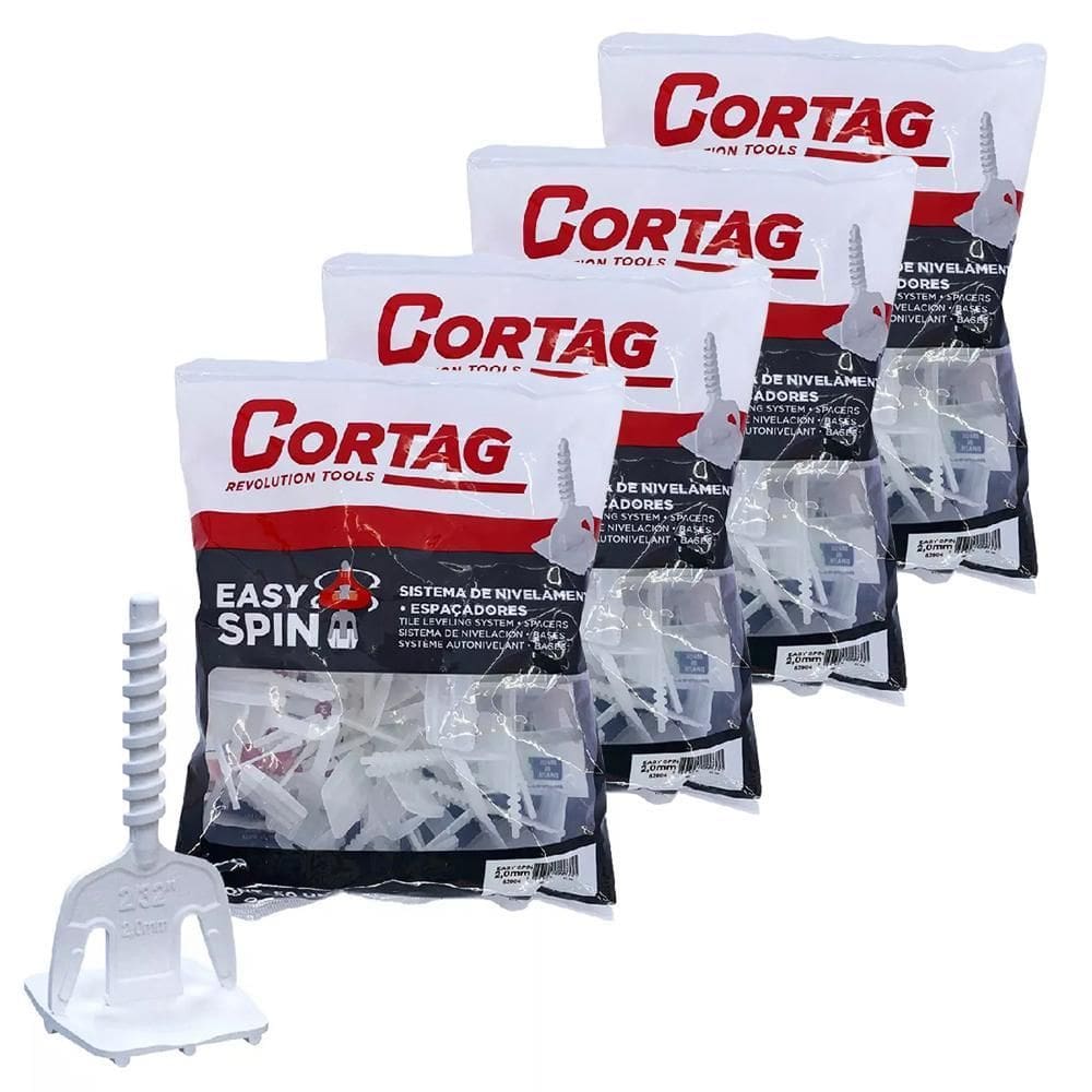 Kit 200 Espaçador Nivelador Piso Easy Spin Rosca 2Mm Cortag
