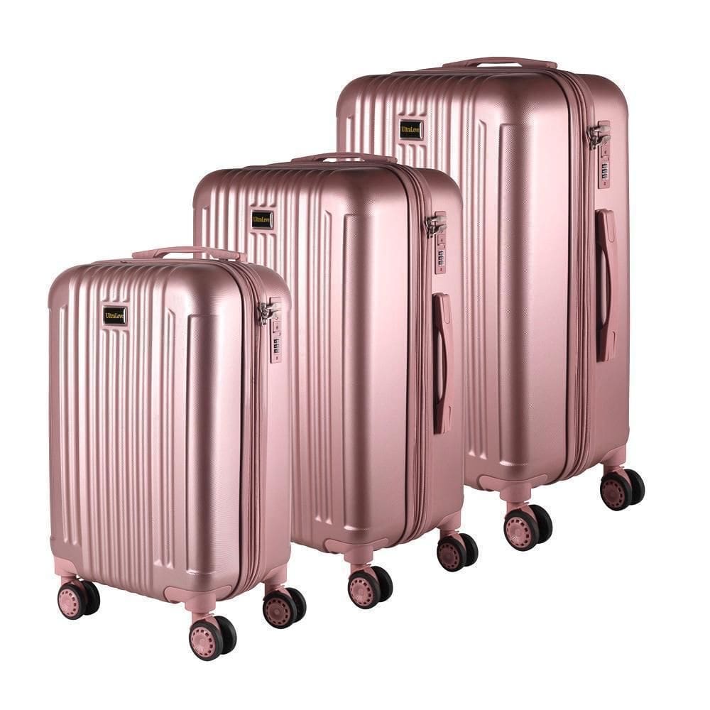 Conjunto 3 Malas 35Kg + 23Kg + 10Kg Expansível Rose Maldivas