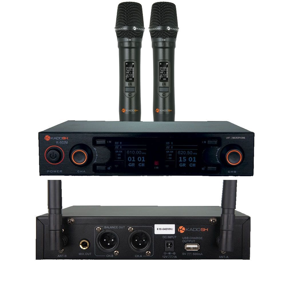 Microfone sem fio Mão Duplo UHF Digital K502M Kadosh Homologação: 79081908726