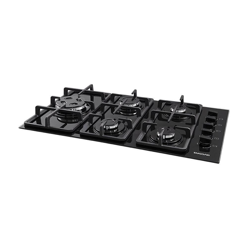 Cooktop Mesa 5 Bocas Vidro Gás Fg5335Vp Suggar Preto Bivolt