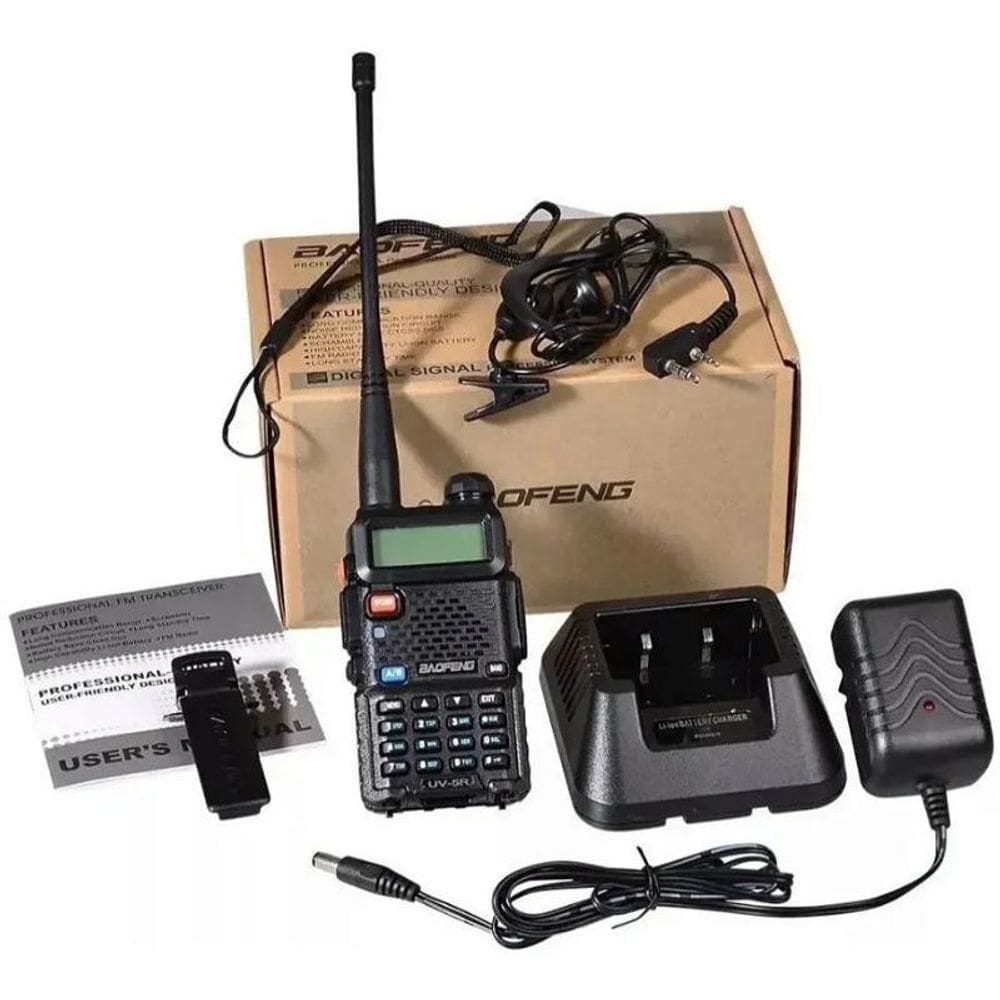 Rádio Ht Dual Band Uhf E Vhf Baofeng Uv5R Rádio Cor Preto