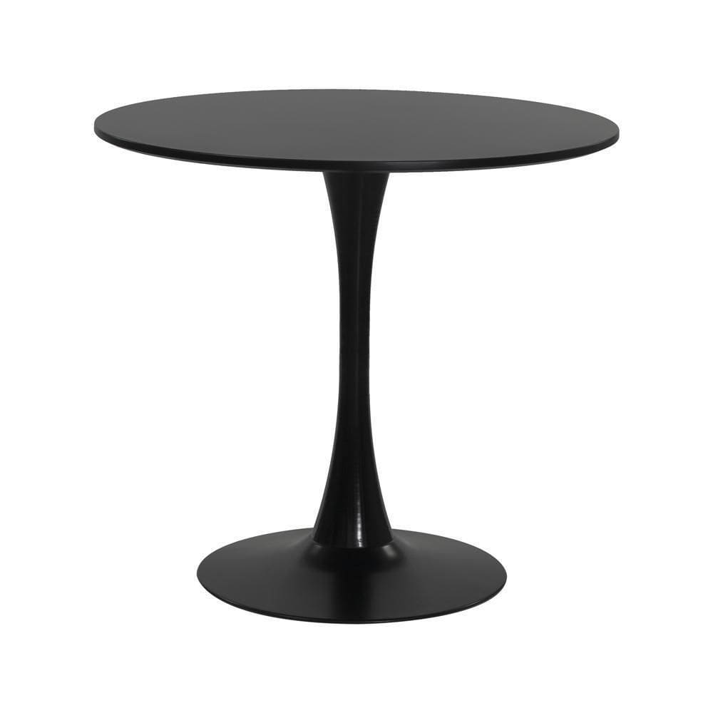 Mesa Saarinen Tulipa Redonda 80Cm Tampo Madeira Preto Sala