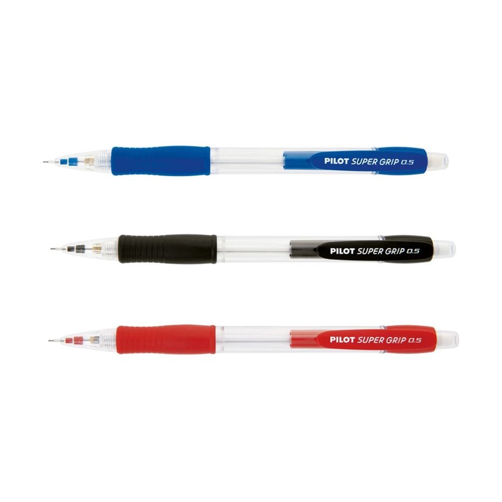 Kit 03 Lapiseira Retrátil 0.5mm Com Borracha Macia Grip Emborrachado Super Grip - Pilot