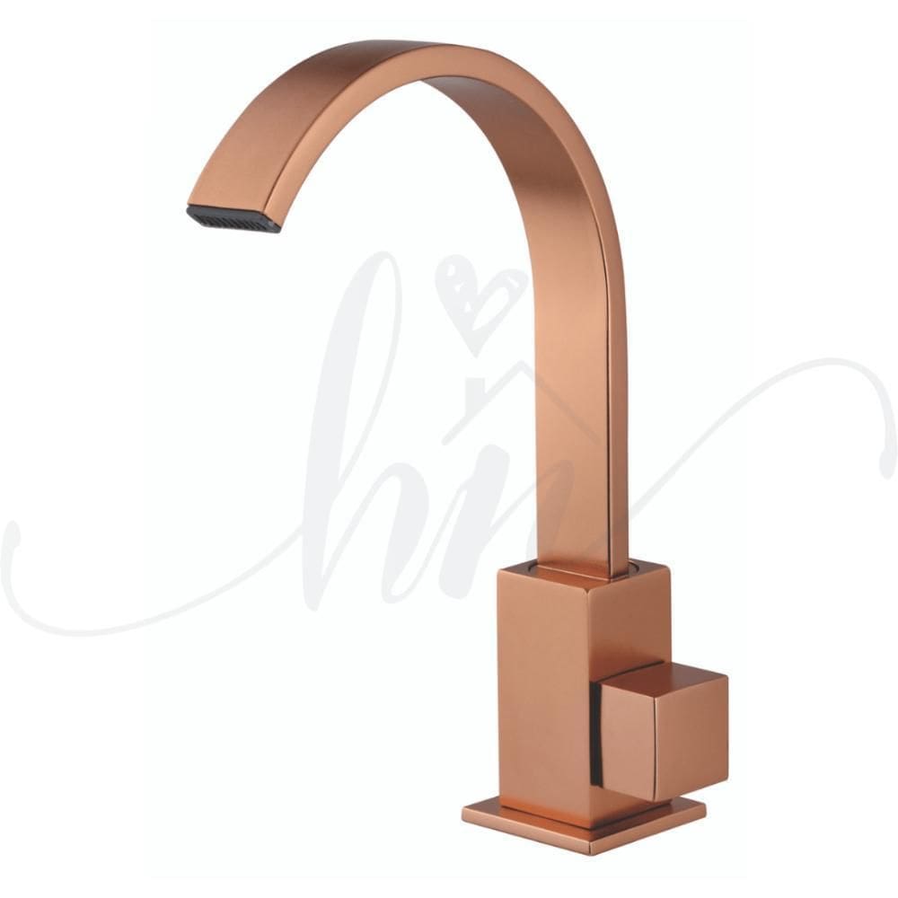 Torneira Pia Para Banheiro Cascata Quadrit Rose Móvel Baixa