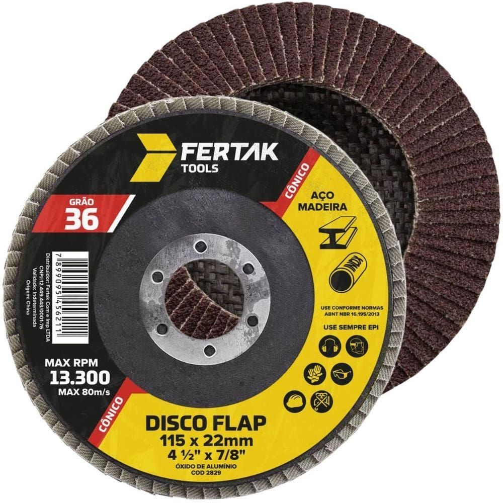 Disco Lixa Flap Cônico 115Mm Grão 36 Madeira Aço Desbaste