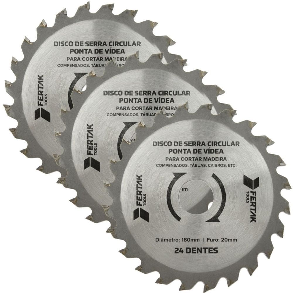 Disco De Serra Circular 24 Dentes 20X180Mm Kit 03 Un