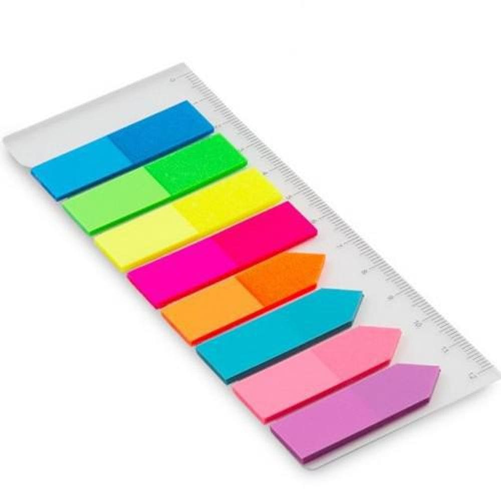 Adesivos Marcador De Página Neon 8 Cores Acompanha Régua