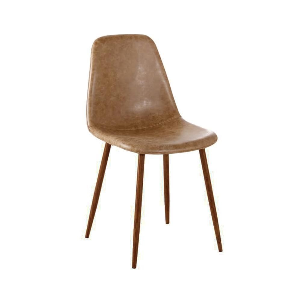 Cadeira De Jantar Tania Pu Marrom Base Nogueira Rivatti