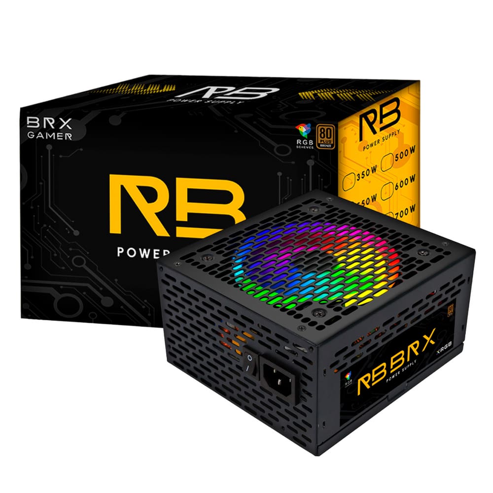 Fonte P/ PC RGB BRX 650W 80 Plus Bivolt Automatica ATX Gamer