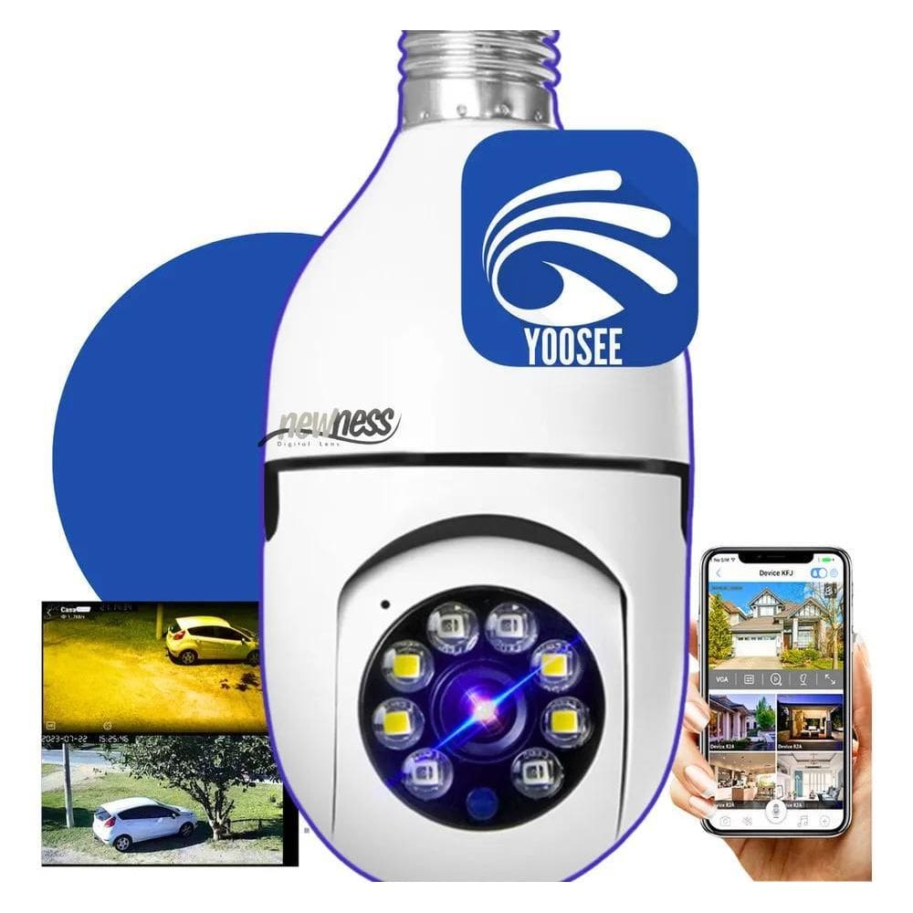 Câmera Ip Segurança Yoosee Lâmpada Rotativa Panorâmica Wifi
