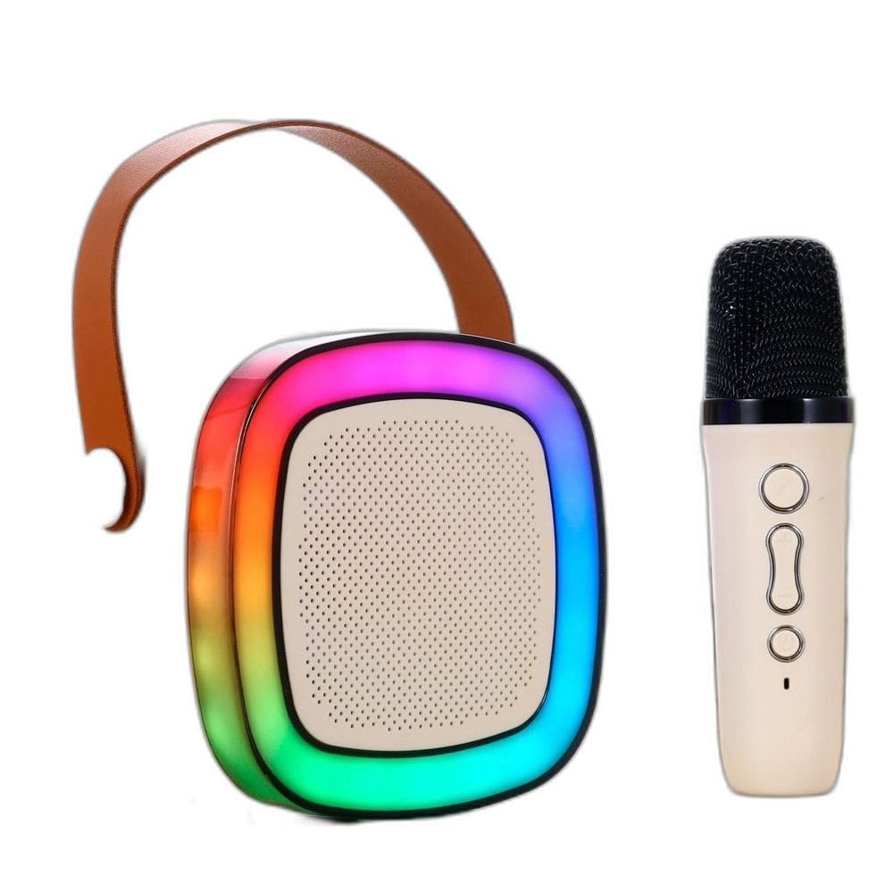 Caixa Som Karaokê Led Rgb Bluetooth Microfone Sem Fio