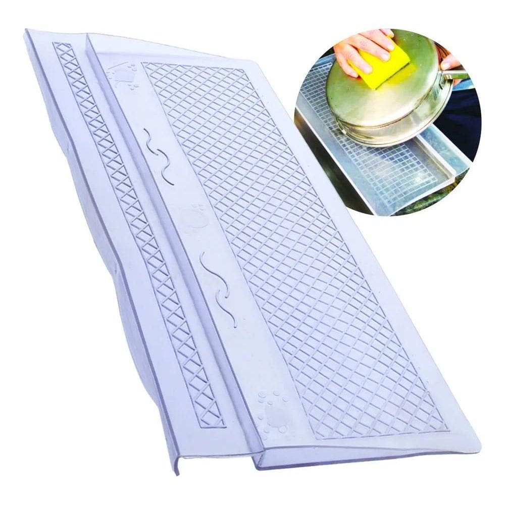 2X Tapetinho Protetor De Pia Bancada Silicone Translucido