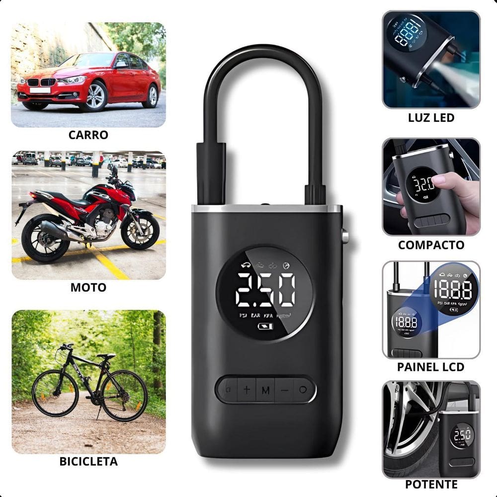 Mini Compressor Portátil 150 Psi Compacto Automotivo