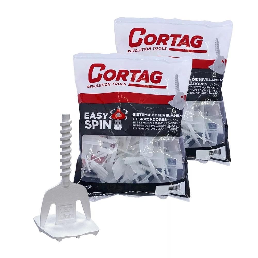 Kit 100 Espaçador Nivelador Piso Easy Spin Rosca 1Mm Cortag