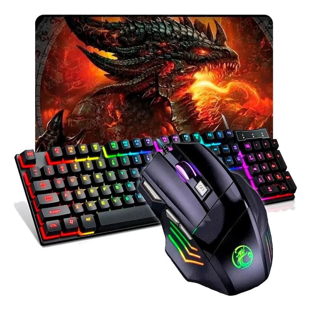 2X Kit Teclado Semi-Mecânico + Mouse Gamer 3200 Dpi + Mouse