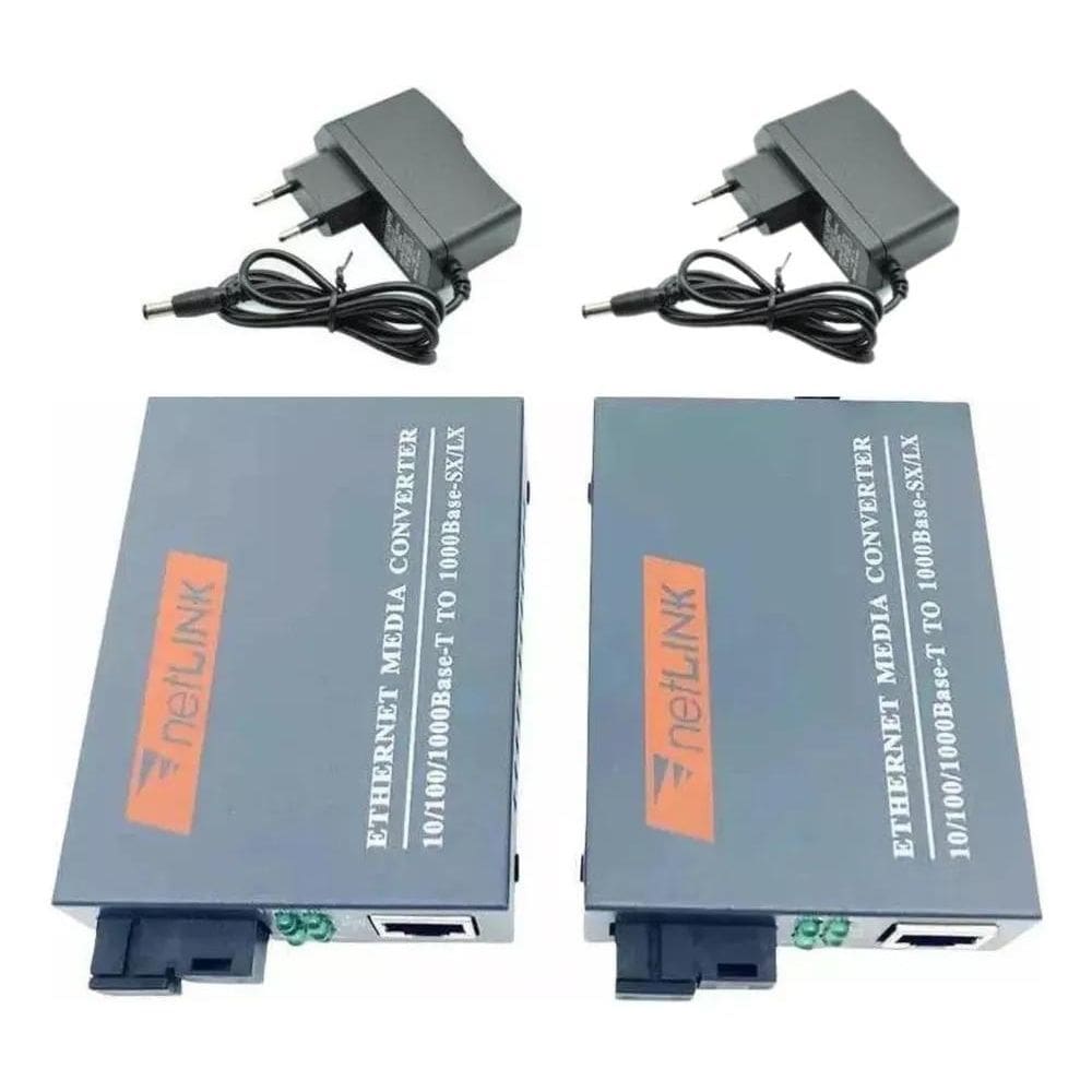 2X Conversores Mídia Gigabit 1000 Mb  Par A + B  Fibra Óptic