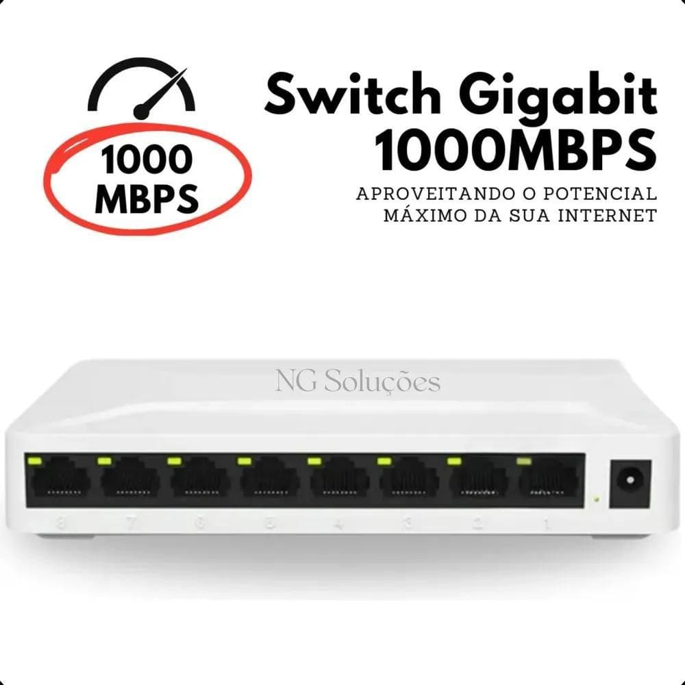 2X Switch 8 Portas Gigabit Hub 10/100/1000 Mbps Gbps De Rede