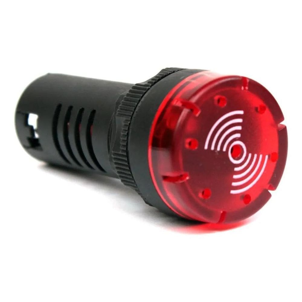 2X Sonalarme Buzzer Iluminado 22Mm 12V Vermelho - Bz20-9L-R