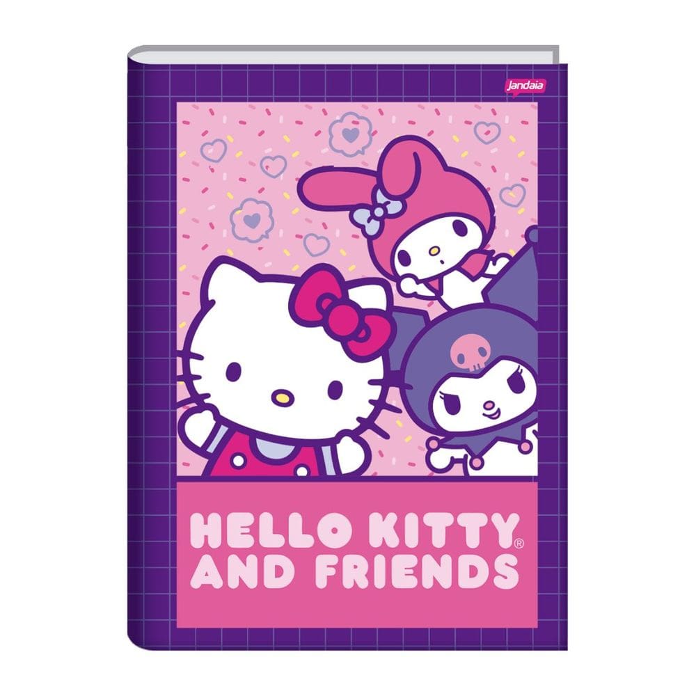 Caderno Brochura Universitário 80 Folhas Capa Dura Hello Kitty Kuromi My Melody Sanrio- Jandaia