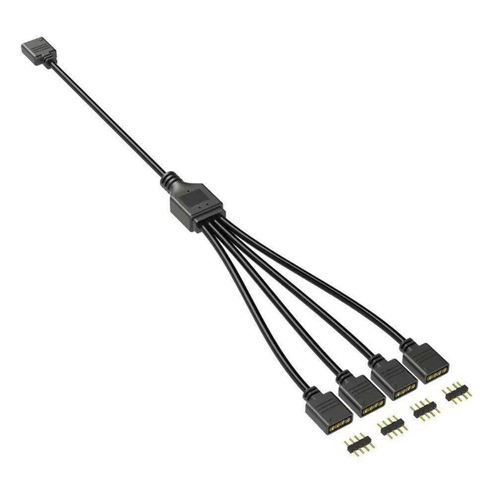 Cabo Divisor Rgb 1 4 12V 4 Pinos 30Cm Cooler Fan Fita Led