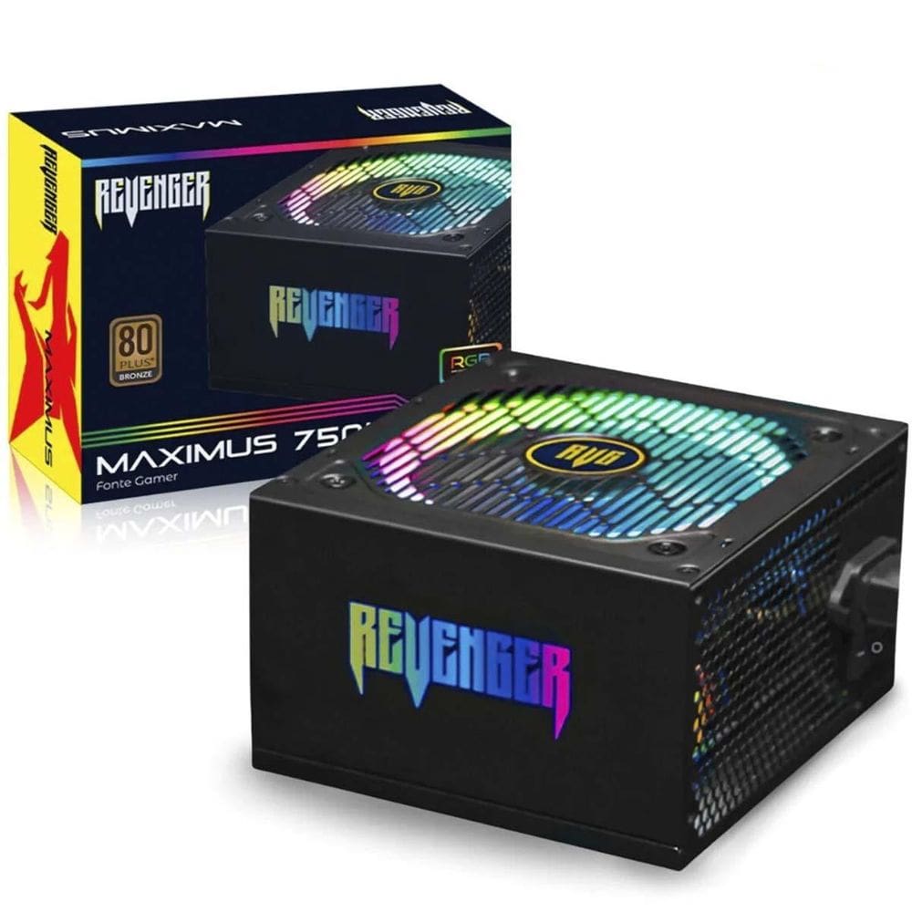 Fonte 750W Reais 80 Plus Bronze Revenger Preto Pfc Ativo