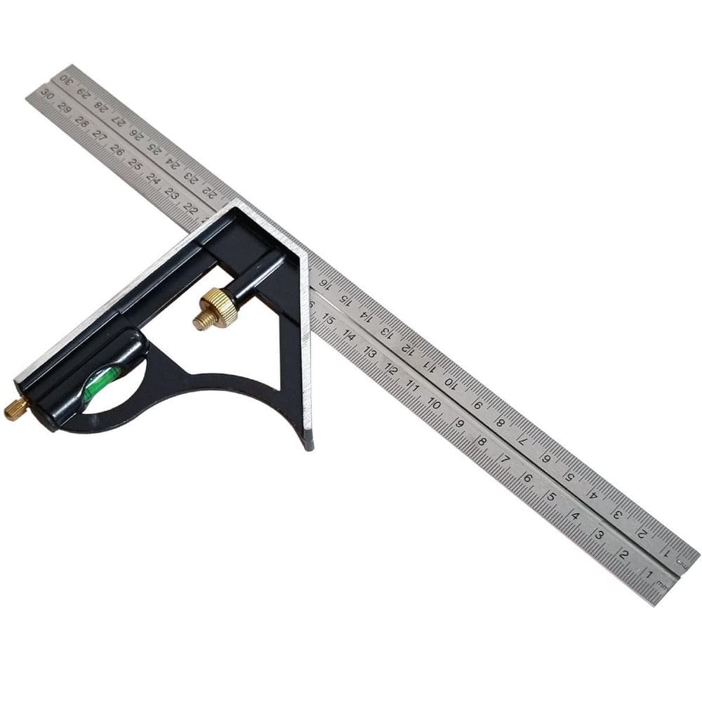 Esquadro Combinado Com Nível Régua 300Mm Inox