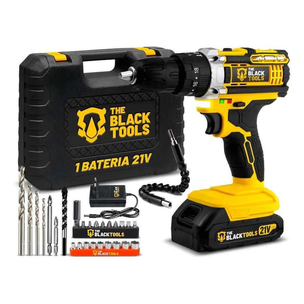 Parafusadeira Furadeira Impacto 21V The Black Tools Maleta