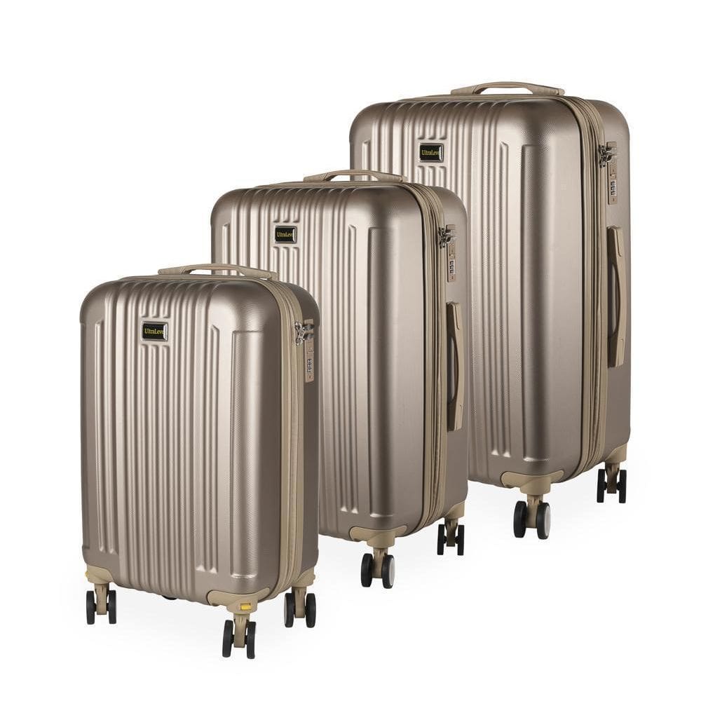 Conjunto 3 Malas 35Kg+23Kg +10Kg Expansível Dourada Maldivas