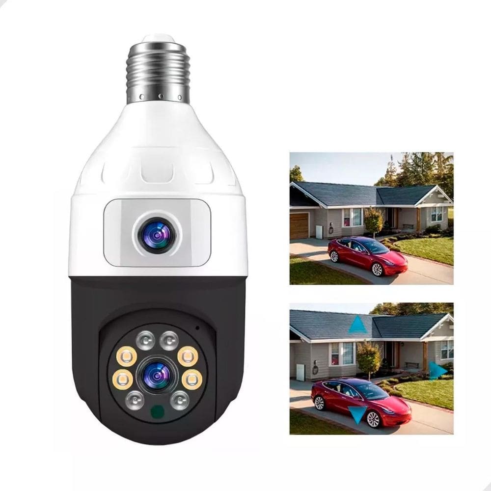 Lâmpada Câmera Giratória Com Wifi E Monitoramento Noturno