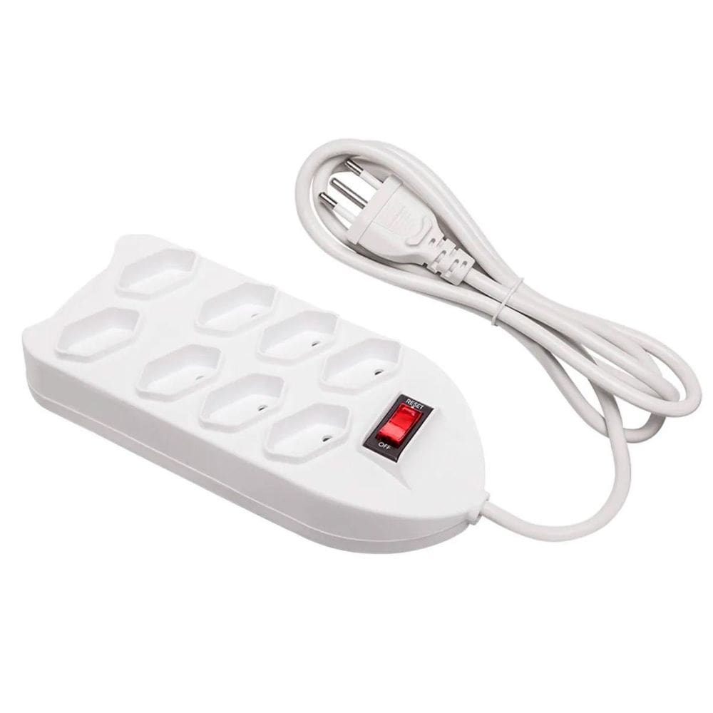 Extensão Com 8 Tomadas 2M Bivolt Para Ambientes