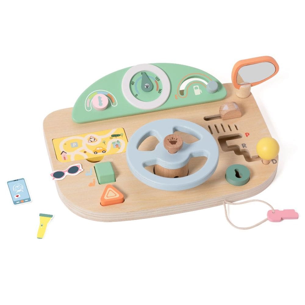 Cockpit Interativo Volante Multifuncional Brinquedo Madeira Classic World