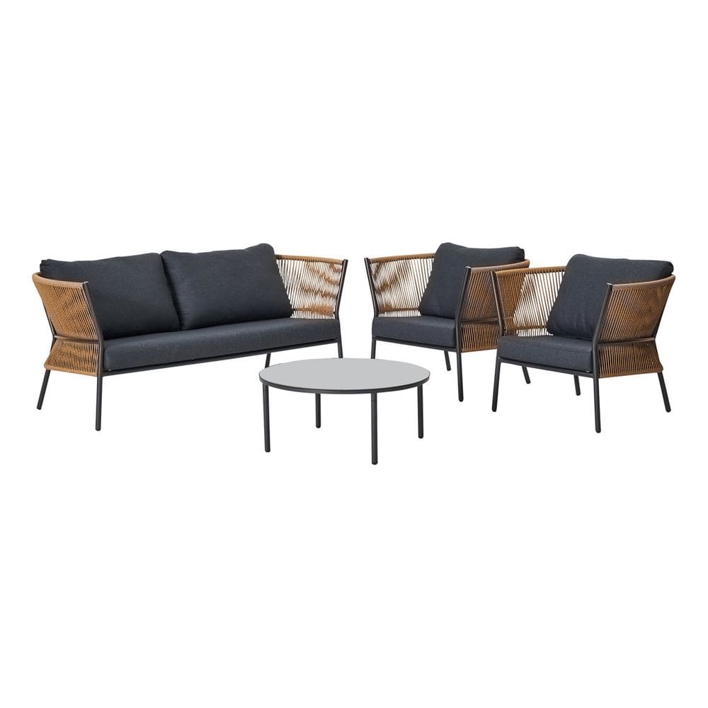 Conjunto De Jardim Cinza 4 Pecas Sofa Poltrona Mesa
